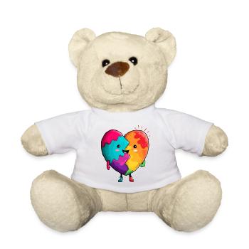 Regenbogenherz Umarmung - Teddy - Weiß - Vorne