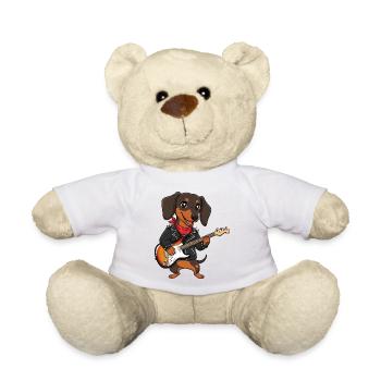 RockerDackel mit EGitarre - Teddy - Weiß - Vorne