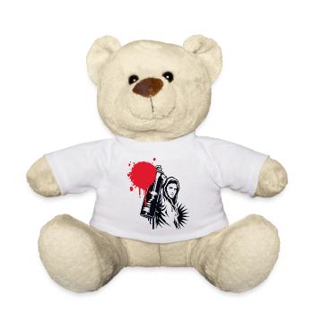 Graffiti Sprayer mit Spraydose im Urban Stil - Teddy - Weiß - Vorne