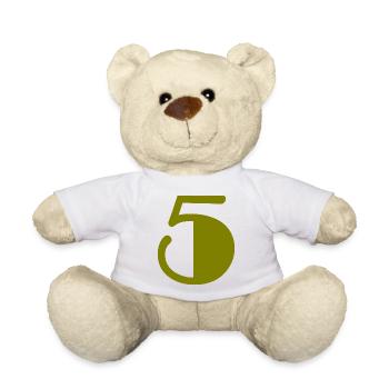 5. ANNIVERSAIRE. 5 ANS. 5e ANNIVERSAIRE - Nounours - blanc - Devant