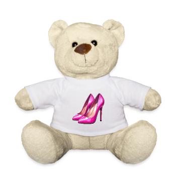 Pink shiny high heels - Teddy Bear - white - Front