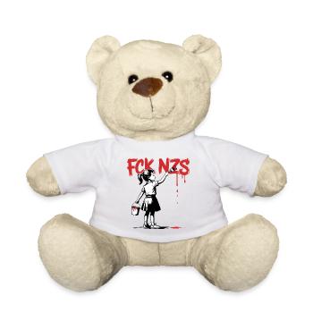 F*ck Nazis – Antifaschistischer Tee - Teddy - Weiß - Vorne
