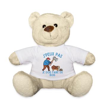 J'Peux Pas Je Dois Faire du Bois - Nounours - blanc - Devant