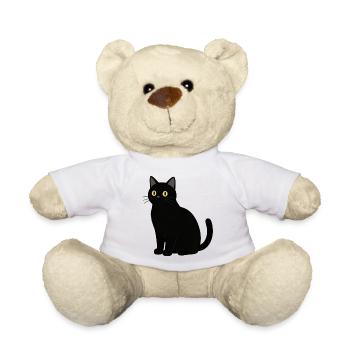 black cat cat black - Teddy Bear - white - Front