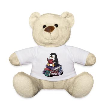 Bücherwurm, Pinguin, Vogel liest Bücher Kunst - Teddy - Weiß - Vorne