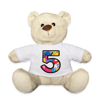 5 Number Colorful - Teddy Bear - white - Front