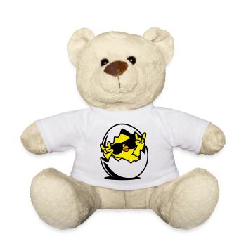Rock Chick – Cool Chick in an Egg - Teddy Bear - white - Front