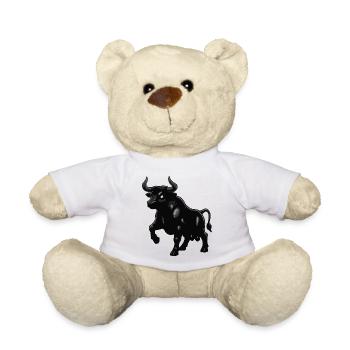 Black Bull Silhouette with Shine - Teddy Bear - white - Front