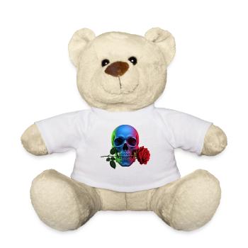 Crâne au néon avec un motif gothique rose - Nounours - blanc - Devant