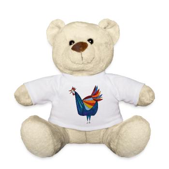 Hühner Fans -  Hahn - Gockel - Blumenhuhn - Bio - Teddy - Weiß - Vorne