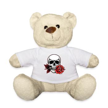 Skull Rose pour les fans de tatouage gothique rockabilly - Nounours - blanc - Devant