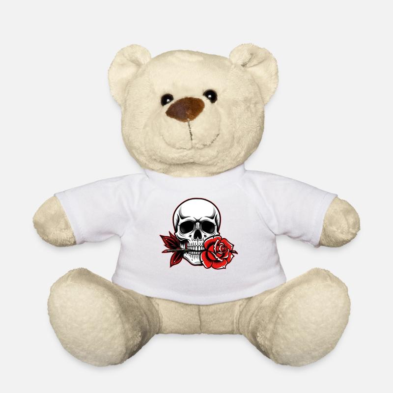 Skull Rose pour les fans de tatouage gothique rockabilly - Nounours - blanc