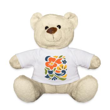 Abstraktes Blumen Muster Illustration  - Teddy - Weiß - Vorne