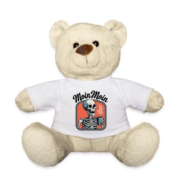 Moin Moin Kaffeetrinkendes Skelett - Teddy - Weiß - Vorne