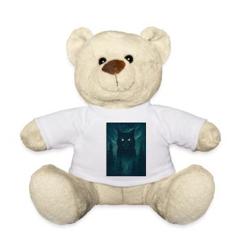 Northern Wolf in the Northern Lights - Teddy Bear - white - Front