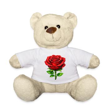 Rote Rosen-Eleganz - Teddy - Weiß - Vorne