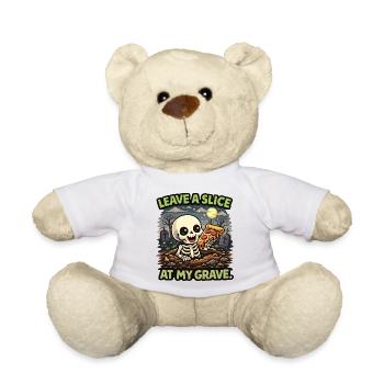 Skeleton slice of pizza at the grave - Teddy Bear - white - Front
