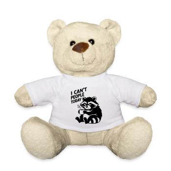 I Can’t People Today Raccoon Introvert Coffee Mood - Teddy Bear - white - Front