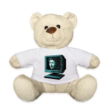 Retro-Computer Schrecken-  Retroglitch KI - Teddy - Weiß - Vorne