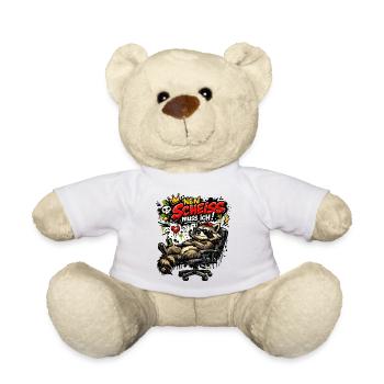 Lustiger Waschbär Spruch Nen Scheiss muss ich - Teddy - Weiß - Vorne