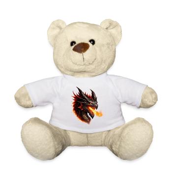 Fire Dragon Flaming Head - Teddy Bear - white - Front