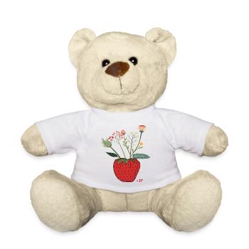 Erdbeere mit Blütenbouquet - Teddy - Weiß - Vorne