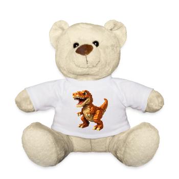 Oranger Pixel-T-Rex - Teddy - Weiß - Vorne