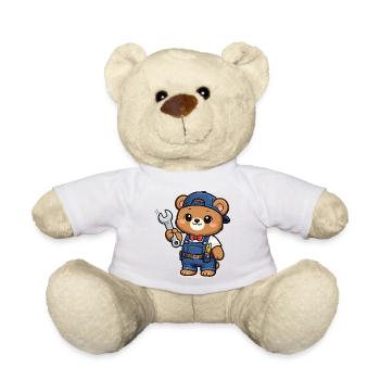 Kleiner Bär Handwerker mit Schraubenschlüssel - Teddy - Weiß - Vorne