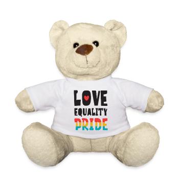 Mois de la Fierté LGBTQ - Amour. L’égalité. Fierté - Nounours - blanc - Devant