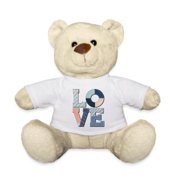 Love Design Gift Idea Colorful Fabric Look - Teddy Bear - white - Front