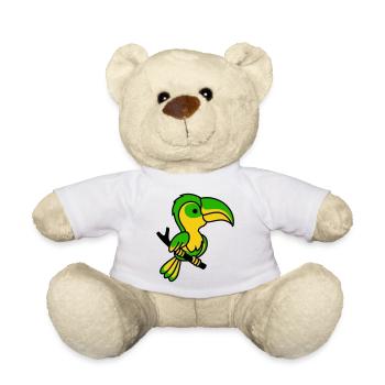 Neon Toucan in Green and Yellow - Teddy Bear - white - Front