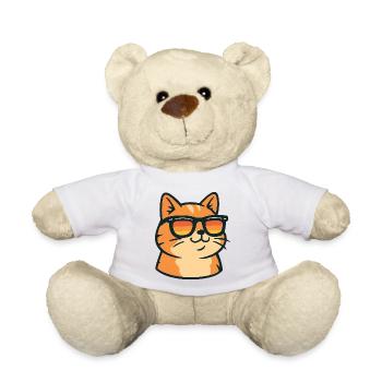 Cat in retro sunglasses - Teddy Bear - white - Front
