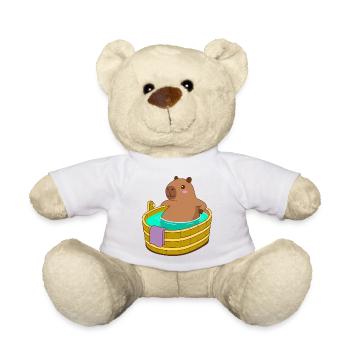 Capybara Bath and SpaTime - Cozy Kawaii Gift - Teddy Bear - white - Front