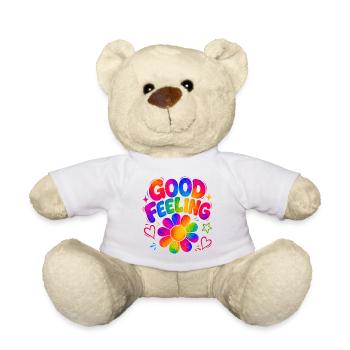 GOOD FEELING - Bunte Retro-Vibes mit Flower-Power - Teddy - Weiß - Vorne