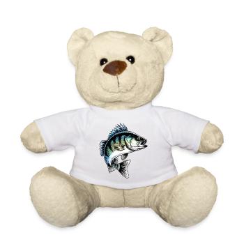 Jumping Perch Dynamic Fish Illustration - Teddy Bear - white - Front