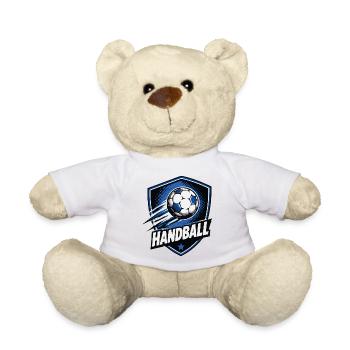 Mouvement du logo du bouclier de handball - Nounours - blanc - Devant