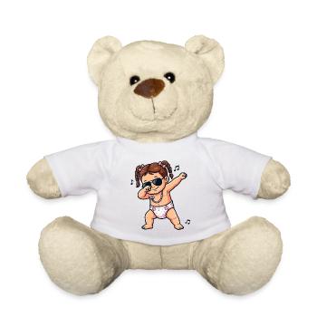 Cute babe – brunette girl - Teddy Bear - white - Front