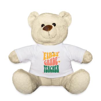Erste Klasse Lehrerin Retro Typografie - Teddy - Weiß - Vorne