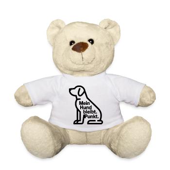 Mein Hund bleibt Punkt – Silhouette mit Text - Teddy - Weiß - Vorne