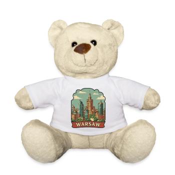Warsaw Palace of Culture Retro Travel Sticker - Teddy Bear - white - Front