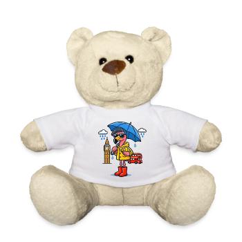 London Rain Flamingo Cartoon - Teddy Bear - white - Front