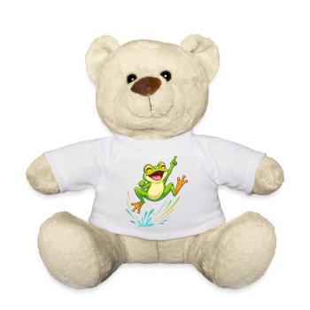 Cheerful Jumping Frog - Teddy Bear - white - Front
