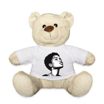 Lever les yeux : portrait en noir et blanc - Nounours - blanc - Devant
