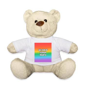 Grand fan des droits de l’homme : arc-en-ciel LGBT - Nounours - blanc - Devant