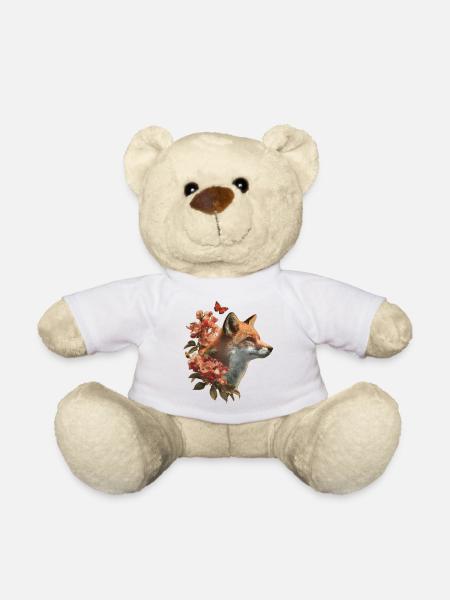 Fuchs mit Schmetterling - Teddy - Weiß