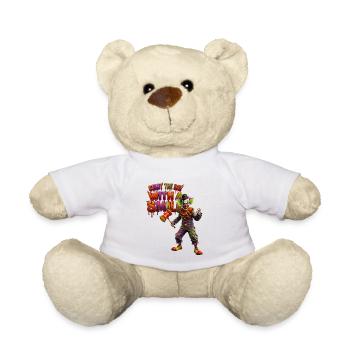Sourire de clown, t-shirt texte dégoulinant - Nounours - blanc - Devant