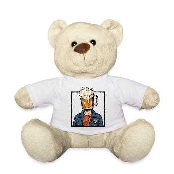 Beer lover, beer-drinking head, vacation trip - Teddy Bear - white - Front