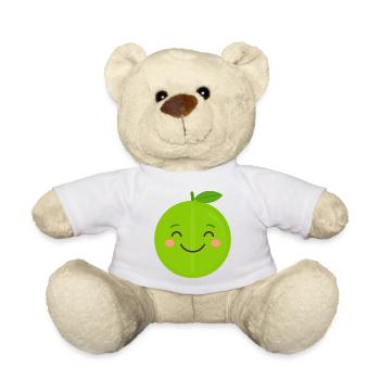 Pomme Kawaii verte – Graphique de dessin animé fruit sucré - Nounours - blanc - Devant