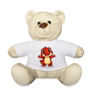 Freundlicher roter Dino - Teddy - Weiß - Vorne