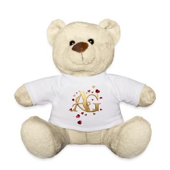 Goldenes Monogramm A&G mit Herzen - Teddy - Weiß - Vorne